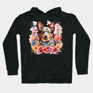 An australian cattle dog decorated with beautiful watercolor flowers Hoodie